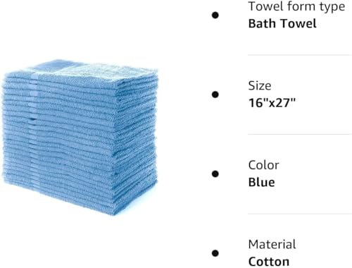 Image of Simpli-Magic Cotton Hand Towels 16 inchx27 inch (12 Pack) - Soft Towels for Bathroom, Kitchen, Salon & Gym (Blue)