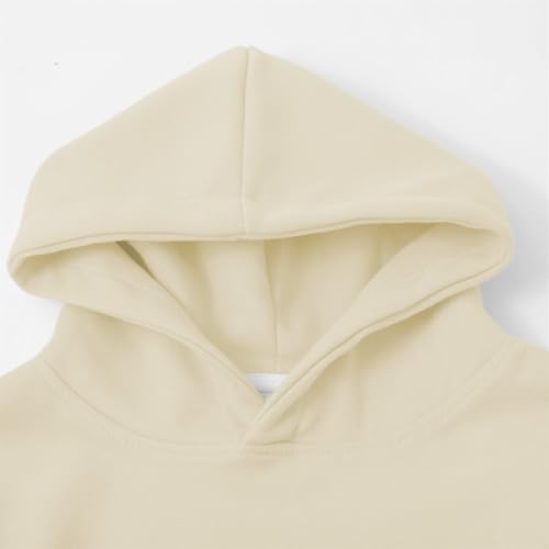 Kids Pullover Hoodies Plain Cute Hoodie Sweatshirts Oversized Thin Lightweight School Tops Clothes (Beige, 18-24 Months)4