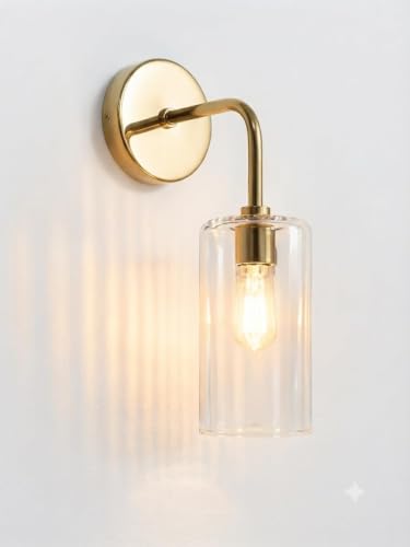 Image of Single Golden Brass Wall Light with Crystal Acrylic Shade Hanging Modern Sconce Lamp for Bedroom Living Room Bathroom Bedside Vanity Home Decor Cafe Hotel (Bulb NOT Include)