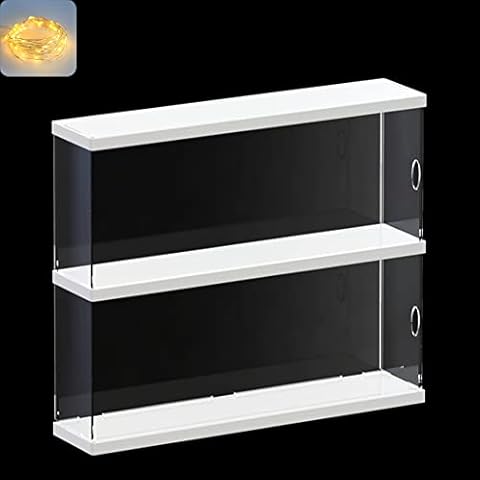 Nynelly 2-Layer Acrylic Display Case,Funko Pop Shelf with Door,Countertop Display Case for Collectible,Action Figure,Toy, Dustproof Protection Showcase(11.8"Lx3.9"Wx10.6"H inch,White) Cover