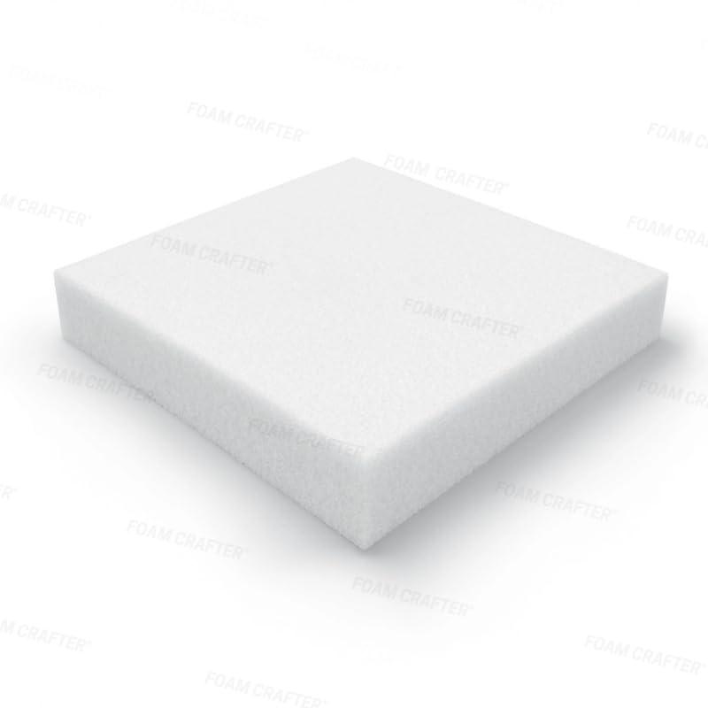 FOAM CRAFTER® Premium Firm Upholstery Foam Sheet – High-Density Support Foam for Cushion Replacement, Furniture Refurbishment, Sofa, Bench Seating & Chair Restoration, White, 24 x 24 x 6 inch