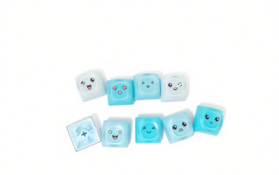 Image of PBT Jelly Keycaps, 132 Keys HOA Profile Keycaps, Blue Key caps, Cute Custom Keycap for MX Switches Mechanical Keyboard