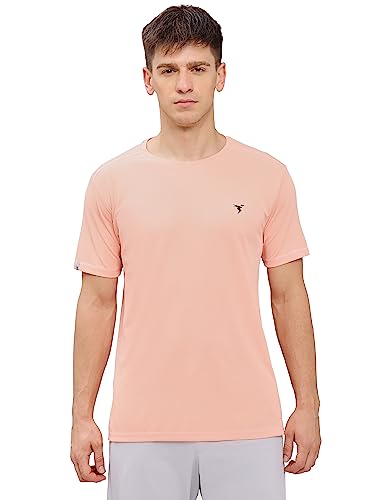 Image of TECHNOSPORT Men's Slim Fit Polyester Activewear Sports T-Shirt with Moisture-Wicking Comfort for Workout, Running & Gym
