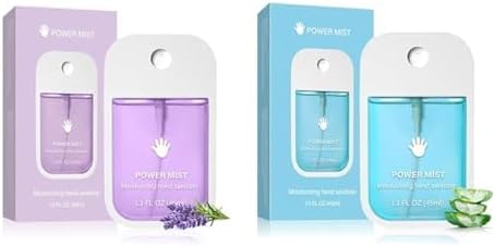 Power Mist Hand Sanitizer Spray, Portable Power Mist Hydrating Hand Sanitizers Pocket Hand Sanitizers Multi-Flavor Cleanses Travel Size (Blue & Purple)