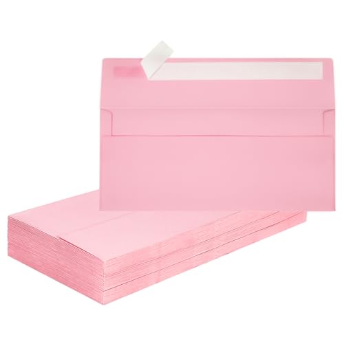 Image of Mulbozy 50Pcs #10 Pink Envelopes Letter Size Windowless Self Seal Security