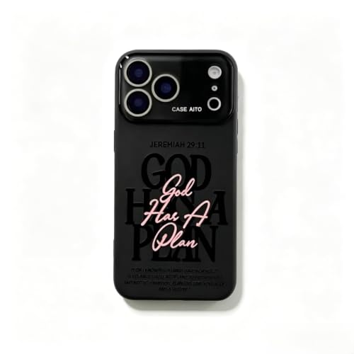 Kiyneoa God Has A Plan Jeremiah 29:11 Christian Phone Case, Aesthetic Shockproof Protective Cover, Compatible with iPhone 17 Pro Max 16 15 14 13 12 Series for Women Girls (Black, iPhone 16 Plus)