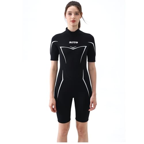 ZCCO Muta da immersione corta in neoprene da 3 mm con cerniera sul retro per donna, per surf, nuoto, stand up paddle, canoa, kayak, sport acquatici