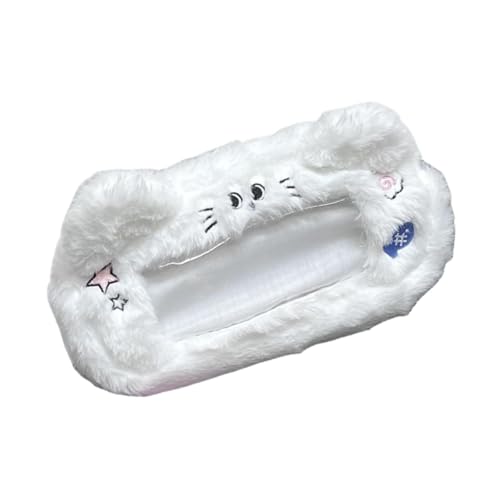 KiBcsLic Estojo de pelúcia para lápis, bolsa de mão, porta-cartões de fotos para crianças, adultos, escola, faculdade, Gato Rosa