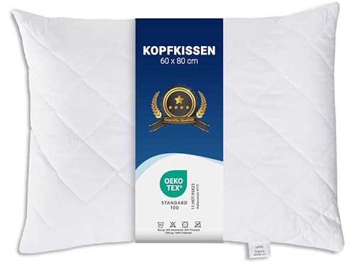 ZOLLNER 5er Set Kopfkissen - 60x80 cm - mit Reißverschluss – Individuell anpassbare Füllung aus Synthetikfasern - bis 95°C waschbar - Bezug aus Baumwollmischung - Hotelqualität