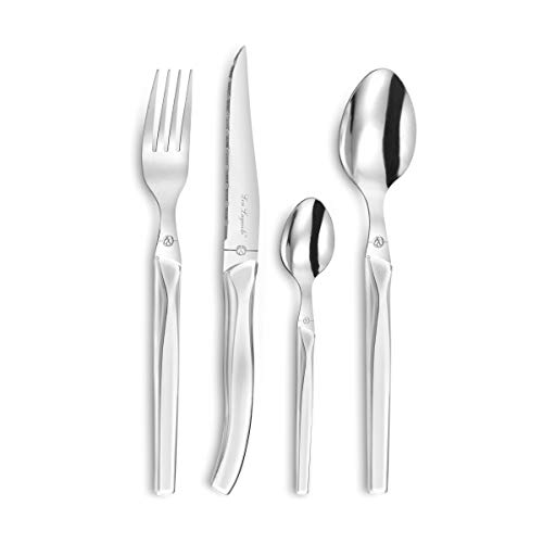 Lou Laguiole 3722WHZW00C40 Rising Sun Ménagère 24 pièces pour 6 personnes, Blanc