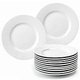 amHomel 12-Piece Porcelain Small White Dinner Plates, Small Dessert Plate, Appetizer Plates, Round...