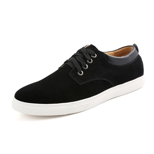 Men's Canvas Low Top Shoes Lace-Up Faux Suede Walking Loafer Shoes Fashion Casual Sneakers Lightweight Flat Driving Shoes