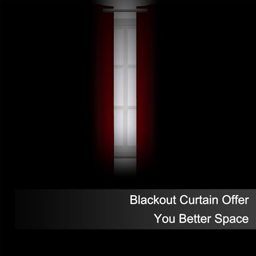 Image of LEMOMO Blackout Curtains 66 x 54 Inch Long Red Curtains Set of 2 Panels Room Darkening Curtains for Bedroom and Living Room