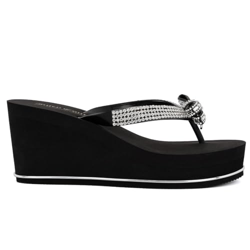 Image of Juicy Couture Women's Wedge Platform Flip Flops, Fashion Beach Sandals with Soft Footbed and Thong Style