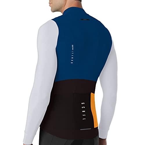 GCRFL Men's Cycling Jersey Long Sleeves Road Bike Jersey Shirt Cycling Tops, Zipper Pocket Lightweight PRO Race Fit UPF 50+
