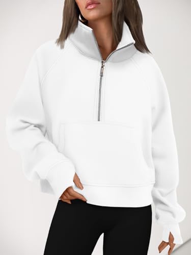 Image of AUTOMET Womens Sweatshirts Half Zip Cropped Pullover Fleece Quarter Zipper Hoodies 2026 Fall Fashion Outfits Clothes