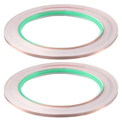 Image of Conductive Copper Tape 2pcs Adhesive Wide Application Double-Sided Conductive Tape Copper Foil Tape Durable Self-Adhering