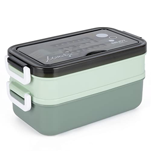 Produktfoto von Mikalzo® Lunchbox - auslaufsicher mit Besteck - Essensbehälter in 3 Ebenen - BPA Frei - in verschiedenen Farben&hellip;