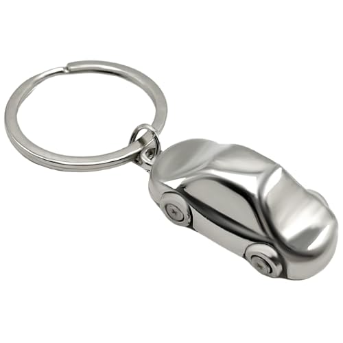 AUTOZOCO Llavero metálico en forma de coche, diseño coche, Llavero Automovil cromado, Key Chain car, Regalo concesionario, llavero Metálico auto, Color Plateado
