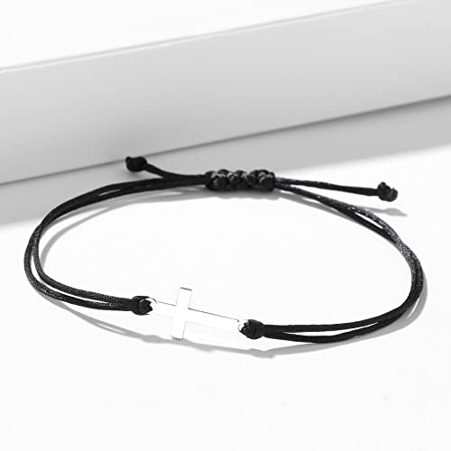 Bracelet croix Jésus réglable anti-perte cordon tressé solide - 5