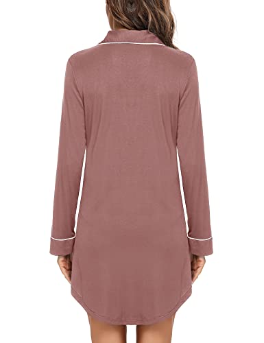 Anjue Pajama Nightgowns for Women Button Down Pajamas Tops Short/Long Sleeve Sleepwear Sleep Shirts Nightdress S-XXL4