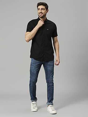 Image of Thomas Scott Men's | Solid | Half Sleeve | Slim Fit | Linen Blend | Spread Collar | Casual Shirt