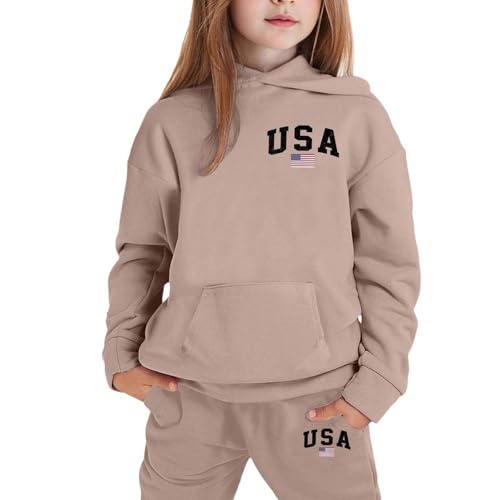 Baggy Sweatsuits for Boys Girls Graphic Letter Print Sweat Shirts and Jogger Pants Oversized Preppy Clothes 2-13Y3