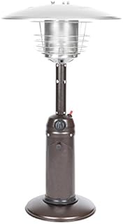 Fire Sense 61322 Portable Patio Heater Outdoor Tabletop Lightweight Propane 10,000 BTU Auto-Shutoff Valve ODS Compliant - Hammer Tone Bronze