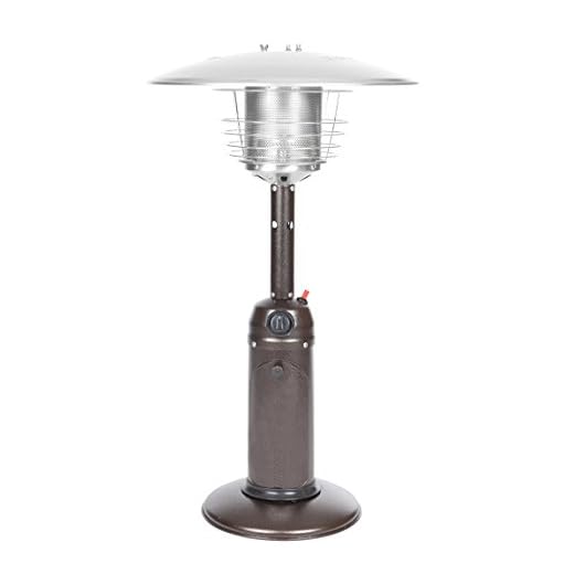 Fire Sense Hammer Tone Bronze Table Top Patio Heater | Uses 1 Pound Propane Tank | 10,000 BTU Output | Portable Outdoor Heat Lamp | Ideal for Garage, Camping, Hiking, Picnics | CSA Approved, ODS Comp