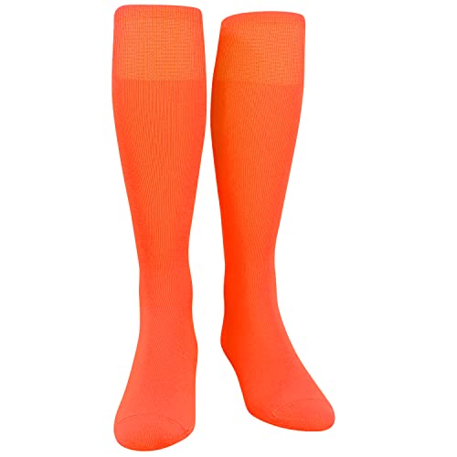 PEAR SOX Ultralite Knee High Long Baseball Football Tube Socks, Neon Orange