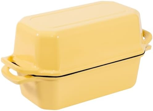 Bread Pan Cast Iron Loaf Pan with Lid Bread Loaf Pan 9x5 Inch Loaf Pan Enameled Cast Iron Sourdough Loaf Pan, Yellow