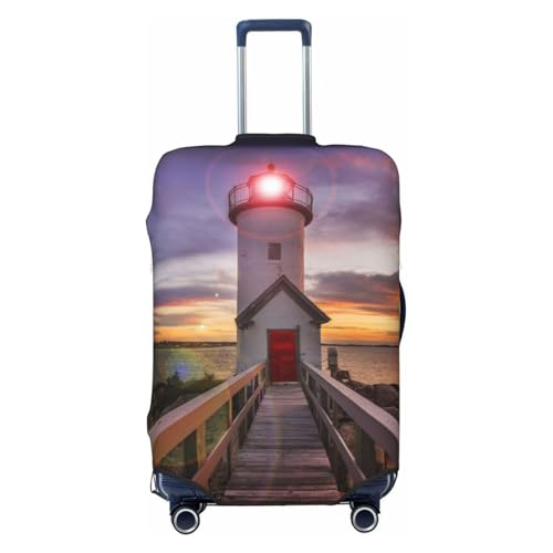 Lighthouse Print Suitcase Cover Luggage Protector Washable Elastic Fashionable Travel Gear Cover