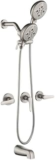 3 Handle Shower Faucet Set Shower System with Tub Spout Bathtub Faucet Set Shower Head Combo Set Complete Tub and Shower Faucet Combo Shower Fixtures Trim Kit Brushed Nickel