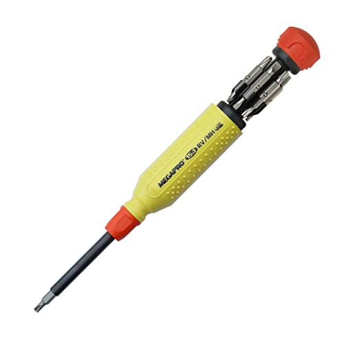 Megapro 151RV Alloy Steel Hex RV Multi Bit 15 in 1 Screwdriver, 1-1 4 Hex Nut, 8-1 2 Length