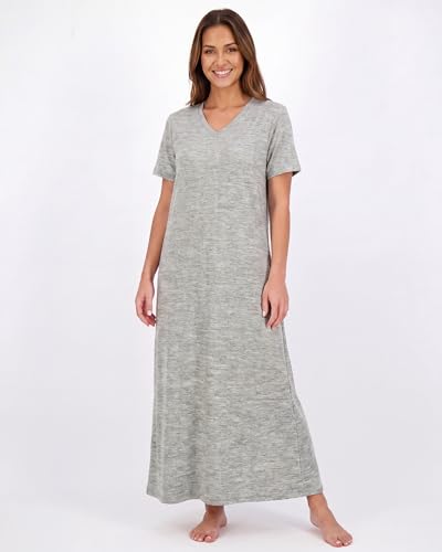 Image of Real Essentials 3 Pack: Women's Soft Maxi Long Nightshirt Short Sleeve Soft Nightgown Sleep Dress (Available in Plus Size)