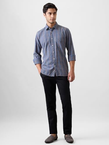 Image of Park Avenue Men's Regular Fit Mid Rise Neo Fit Cotton Blend Solid Pattern Flat Front Casual Chinos