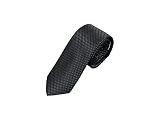 PB Pietro Baldini Krawatte schmal mit Diamanten Struktur - Elegante handgefertigte Krawatte für Herren aus Mikrofaser - 150 x 7 cm - schwarz