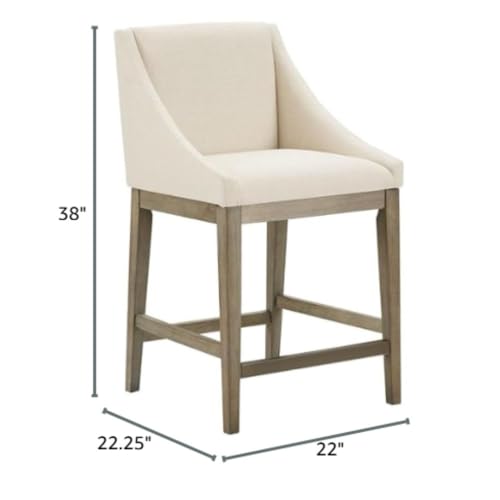 Image of Simon Modern Bar Stool Kitchen Island Chair Sleek Counter Height Sturdy Wood Frame Upholstered Seat Contemporary Design for Home Dining Breakfast Cream Finish