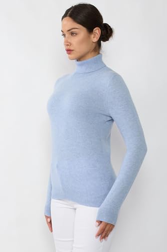 Image of JENNIE LIU Women's 100% Pure Cashmere Long Sleeve Pullover Turtleneck Sweater