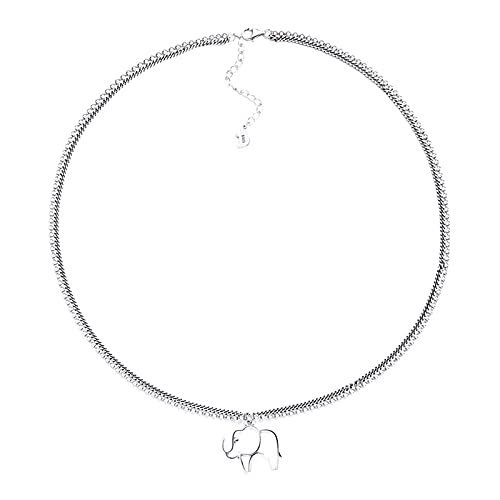 Collier en argent sterling 925 éléphant hip hop pour look urbain