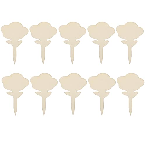 Juego de 10 carteles de madera de primera calidad, para escribir en diferentes formas, accesorios de jardín, bonitos carteles de madera, aprox. 10,8 cm x 6 cm, forma Q