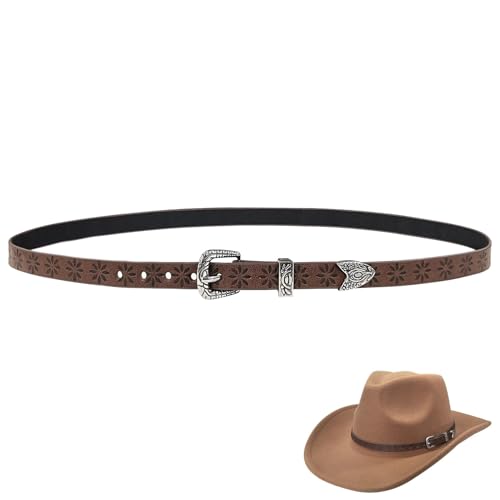 Image of Cowboy Hat Bands for Women Men, Cowgirl Hat Bands for Western Hats Straw Hats Fedora Hats, Leather Hat Belt Hatbands Multicolor