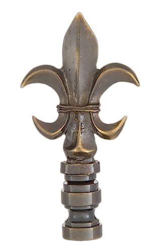 Image of B&P Lamp Fleur De Lis Design, Cast Metal Finial, Antique Brass Finish