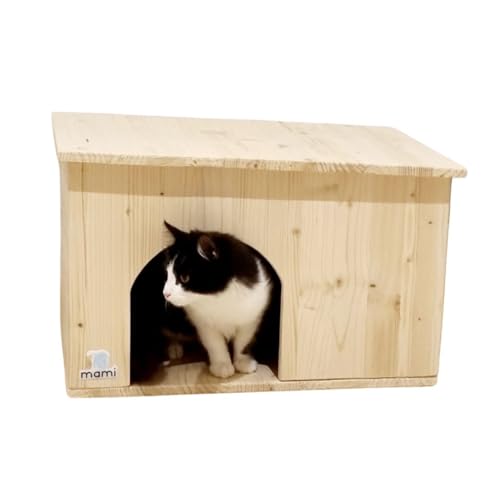 mamikids - Cuccia Gatto Cane Coniglio da Esterno e Interno in Legno Resistente e Duraturo - Casetta per Gatti, Cani di Piccola Taglia e Altri Animali Domestici, Spazio Ingresso 20x20cm - Made in Italy