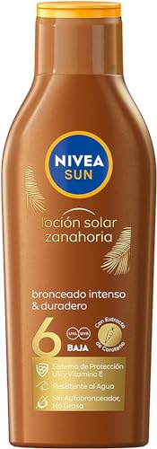 315ulcug7zL - NIVEA SUN Leche Solar Zanahoria FP6 (1 x 200 ml), protección solar para un bronceado bonito y duradero, protector solar hidratante resistente al agua, crema bronceadora