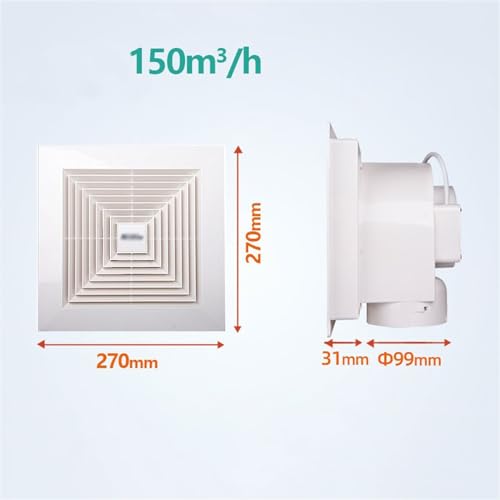 Ventilador de extracción silencioso y potente para techo de yeso de 27 x 27 cm para cocina, baño y tienda miniatura 2