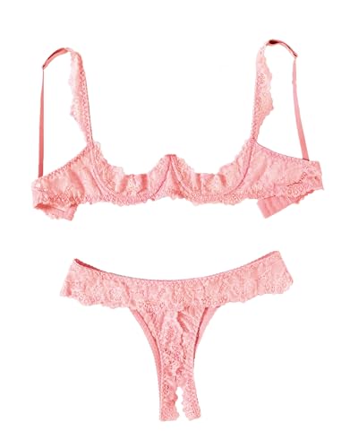 Image of Avidlove Sexy Lingerie Set for Women Lace Bra and Panty Sets Underwire Push Up Lace Lingerie Set XS-XXL