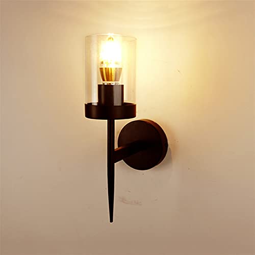 Aplique de pared moderno de cristal y metal dorado con luz LED de 5W para dormitorio