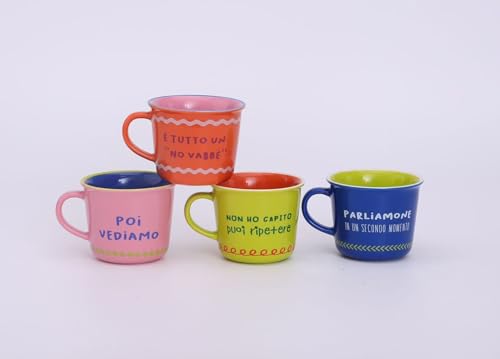 SET 4 Tazza 350 ml in porcellana new bone China, More Amor