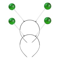 DVOFU 2Pieces Alien Headband Sparkle Alien Headband Boppers Balls Coloured Headwear Parties Fancy Dress Kids Party Favors for Space Theme Party Costume (Green)